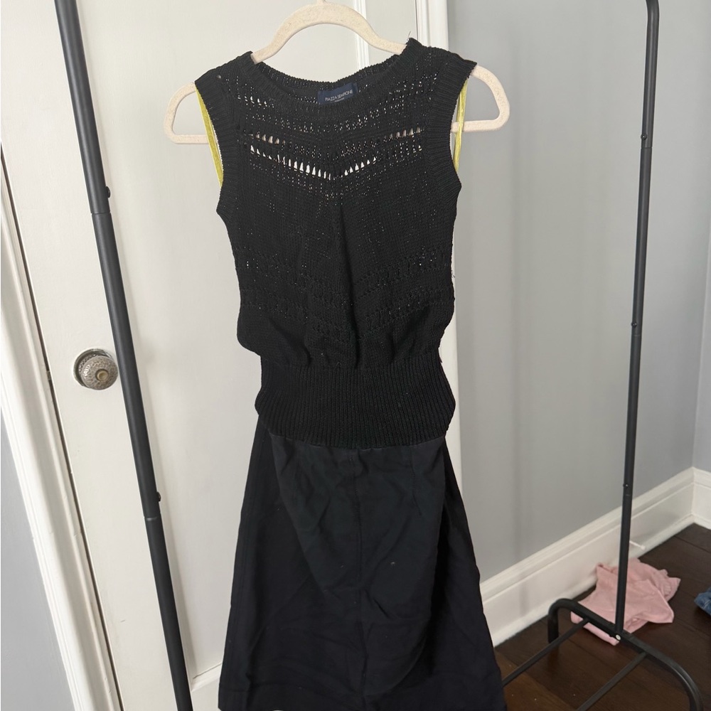 Piazza Sempione Black Knit Midi Dress